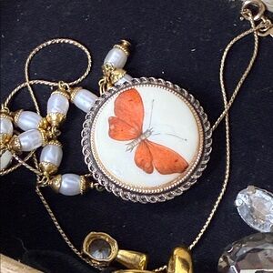 Vintage Handcrafted Orange Butterfly Scarf Clip Signed W.Germany 1.5”